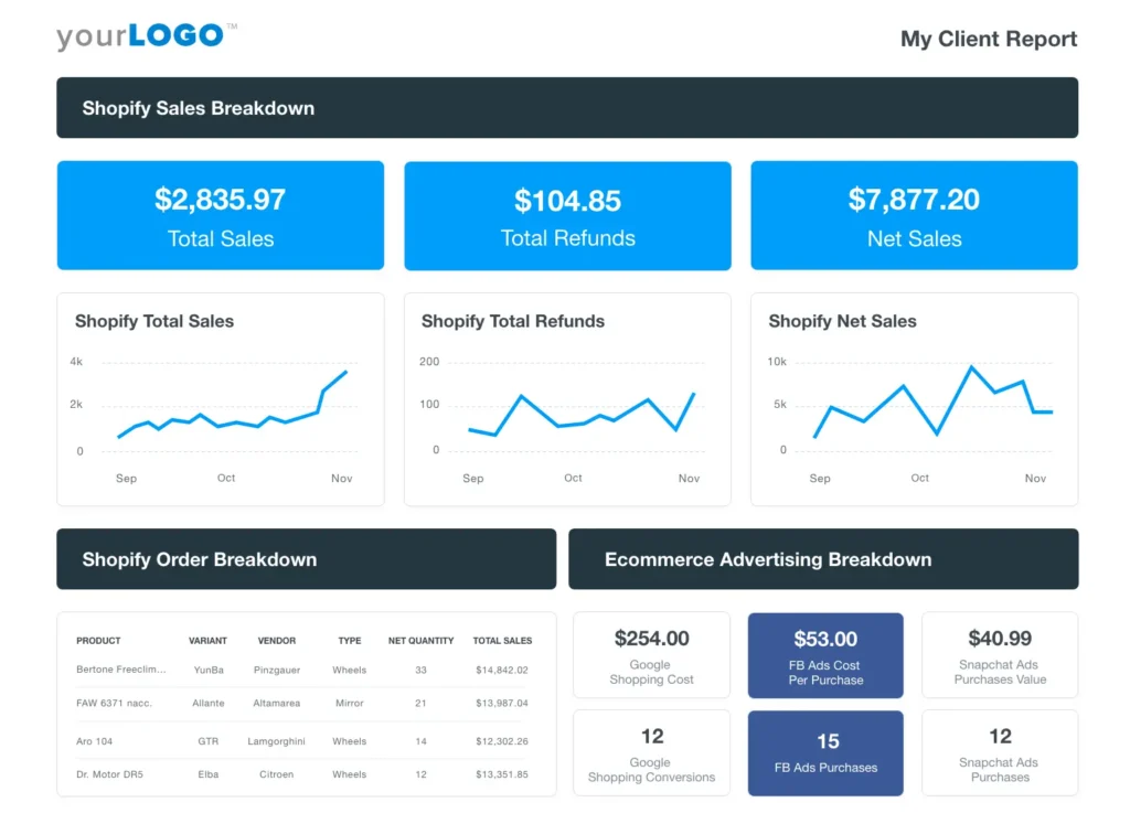 Ecommerce Dashboard Template Example